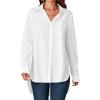 imageLYANER Womens Button Down Shirts Casual Long Sleeve Dress Shirt Roll Up Collared Work Blouse Top with PocketWhite