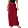 imageLYANER Womens Casual Ruched Elastic High Waist Flare ALine Long Maxi SkirtDark Red