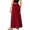 imageLYANER Womens Casual Ruched Elastic High Waist Flare ALine Long Maxi SkirtDark Red