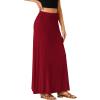imageLYANER Womens Casual Ruched Elastic High Waist Flare ALine Long Maxi SkirtDark Red