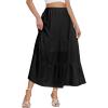 imageLYANER Womens Elastic High Waisted Ruched Tiered Ruffle Hem Long Skirt with PocketsBlack