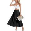 imageLYANER Womens Elastic High Waisted Ruched Tiered Ruffle Hem Long Skirt with PocketsBlack