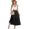 imageLYANER Womens Elastic High Waisted Ruched Tiered Ruffle Hem Long Skirt with PocketsBlack