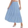 imageLYANER Womens Elastic High Waisted Ruched Tiered Ruffle Hem Long Skirt with PocketsLight Blue