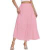 imageLYANER Womens Elastic High Waisted Ruched Tiered Ruffle Hem Long Skirt with PocketsPink