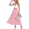 imageLYANER Womens Elastic High Waisted Ruched Tiered Ruffle Hem Long Skirt with PocketsPink