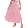 imageLYANER Womens Elastic High Waisted Ruched Tiered Ruffle Hem Long Skirt with PocketsPink