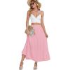 imageLYANER Womens Elastic High Waisted Ruched Tiered Ruffle Hem Long Skirt with PocketsPink