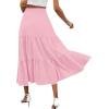 imageLYANER Womens Elastic High Waisted Ruched Tiered Ruffle Hem Long Skirt with PocketsPink