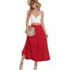 imageLYANER Womens Elastic High Waisted Ruched Tiered Ruffle Hem Long Skirt with PocketsRed