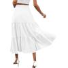 imageLYANER Womens Elastic High Waisted Ruched Tiered Ruffle Hem Long Skirt with PocketsWhite