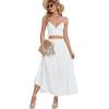 imageLYANER Womens Elastic High Waisted Ruched Tiered Ruffle Hem Long Skirt with PocketsWhite