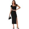 imageLYANER Womens High Waist Long Pencil Skirt Side Split Bodycon Party Club Night Out Midi SkirtsBlack
