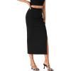 imageLYANER Womens High Waist Long Pencil Skirt Side Split Bodycon Party Club Night Out Midi SkirtsBlack