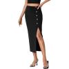 imageLYANER Womens High Waist Long Pencil Skirt Side Split Bodycon Party Club Night Out Midi SkirtsBlack