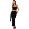 imageLYANER Womens High Waist Ruched Bodycon Party Maxi Long Pencil SkirtBlack