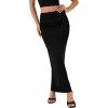 imageLYANER Womens High Waist Ruched Bodycon Party Maxi Long Pencil SkirtBlack