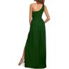 imageLYANER Womens One Shoulder High Split Sleeveless Ruched Sexy Cocktail Maxi Long DressDark Green