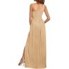 imageLYANER Womens One Shoulder High Split Sleeveless Ruched Sexy Cocktail Maxi Long DressKhaki