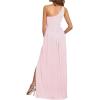 imageLYANER Womens One Shoulder High Split Sleeveless Ruched Sexy Cocktail Maxi Long DressLight Pink