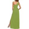 imageLYANER Womens One Shoulder High Split Sleeveless Ruched Sexy Cocktail Maxi Long DressPea Green