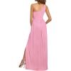 imageLYANER Womens One Shoulder High Split Sleeveless Ruched Sexy Cocktail Maxi Long DressPink