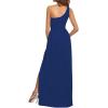 imageLYANER Womens One Shoulder High Split Sleeveless Ruched Sexy Cocktail Maxi Long DressRoyal Blue