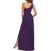 imageLYANER Womens One Shoulder High Split Sleeveless Ruched Sexy Cocktail Maxi Long DressSolid Dark Purple