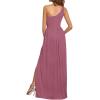 imageLYANER Womens One Shoulder High Split Sleeveless Ruched Sexy Cocktail Maxi Long DressSolid Dusty Pink