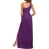 imageLYANER Womens One Shoulder High Split Sleeveless Ruched Sexy Cocktail Maxi Long DressSolid Violet