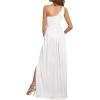 imageLYANER Womens One Shoulder High Split Sleeveless Ruched Sexy Cocktail Maxi Long DressWhite