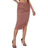 imageLYANER Womens Ruched Wrap High Waist Split Side Asymmetrical Bodycon Pencil Midi SkirtDusty Pink