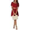 imageLYANER Womens Two Pieces Outfits Frill Smock Square Neck Top and Skirts Suit SetsRed
