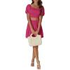 imageLYANER Womens Two Pieces Outfits Frill Smock Square Neck Top and Skirts Suit SetsRose