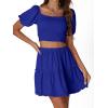 imageLYANER Womens Two Pieces Outfits Frill Smock Square Neck Top and Skirts Suit SetsRoyal Blue