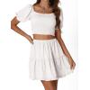 imageLYANER Womens Two Pieces Outfits Frill Smock Square Neck Top and Skirts Suit SetsWhite