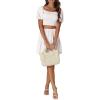 imageLYANER Womens Two Pieces Outfits Frill Smock Square Neck Top and Skirts Suit SetsWhite