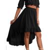 imageLYANER Womens Two Pieces Outfits Off Shoulder Crop Top and High Low Skirt SetBlack