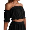imageLYANER Womens Two Pieces Outfits Off Shoulder Crop Top and High Low Skirt SetBlack