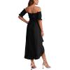 imageLYANER Womens Two Pieces Outfits Off Shoulder Crop Top and High Low Skirt SetBlack
