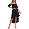 imageLYANER Womens Two Pieces Outfits Off Shoulder Crop Top and High Low Skirt SetBlack