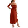 imageLYANER Womens Two Pieces Outfits Off Shoulder Crop Top and High Low Skirt SetBrick Red