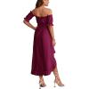 imageLYANER Womens Two Pieces Outfits Off Shoulder Crop Top and High Low Skirt SetCranberry Red