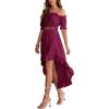 imageLYANER Womens Two Pieces Outfits Off Shoulder Crop Top and High Low Skirt SetCranberry Red