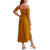 imageLYANER Womens Two Pieces Outfits Off Shoulder Crop Top and High Low Skirt SetGinger