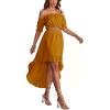 imageLYANER Womens Two Pieces Outfits Off Shoulder Crop Top and High Low Skirt SetGinger