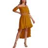 imageLYANER Womens Two Pieces Outfits Off Shoulder Crop Top and High Low Skirt SetGinger