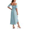 imageLYANER Womens Two Pieces Outfits Off Shoulder Crop Top and High Low Skirt SetLight Blue
