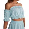 imageLYANER Womens Two Pieces Outfits Off Shoulder Crop Top and High Low Skirt SetLight Blue