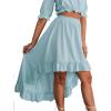 imageLYANER Womens Two Pieces Outfits Off Shoulder Crop Top and High Low Skirt SetLight Blue